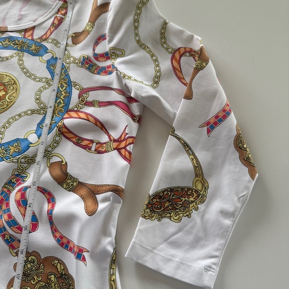 J. McLaughlin-Catalina Cloth-Printed-3/4 Sleeve-White-Colorful-Top-Size XS - Picture 9 of 9